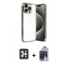 MARSİLYAN™- iPhone 15 Pro Max Kılıf Vadi Minimal - Siyah Vanessa Magic Cam + Gri PVD Metal Kamera Lens