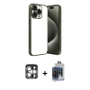 MARSİLYAN™- iPhone 15 Pro Max Kılıf Vadi Minimal - Siyah Vanessa Magic Cam + PVD Metal Kamera Lens - GS