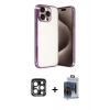 MARSİLYAN™- iPhone 15 Pro Max Kılıf Vadi Minimal - Siyah Vanessa Magic Cam + Lacivert PVD Metal Kamera Lens