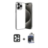 MARSİLYAN™- iPhone 15 Pro Max Kılıf Vadi Minimal - Siyah Vanessa Magic Cam + Lacivert PVD Metal Kamera Lens