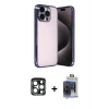 MARSİLYAN™- iPhone 15 Pro Max Kılıf Vadi Minimal - Siyah Vanessa Magic Cam + Lacivert PVD Metal Kamera Lens