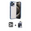 MARSİLYAN™- iPhone 15 Pro Max Kılıf Vadi Minimal - Siyah Vanessa Magic Cam + Lacivert PVD Metal Kamera Lens