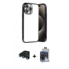 MARSİLYAN™- iPhone 15 Pro Max Kılıf Vadi Minimal - Siyah Vanessa Magic Cam + Raze Metal Kamera Lens - LT