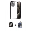MARSİLYAN™- iPhone 15 Pro Max Kılıf Vadi Minimal - Siyah Vanessa Magic Cam + PVD Metal Kamera Lens - TU