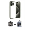 MARSİLYAN™- iPhone 15 Pro Max Kılıf Vadi Minimal - Siyah Vanessa Magic Cam + PVD Metal Kamera Lens - TU