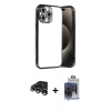 MARSİLYAN™- iPhone 15 Pro Max Kılıf Vadi Minimal - Siyah Vanessa Magic Cam + Raze Metal Kamera Lens - GS