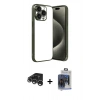 MARSİLYAN™- iPhone 15 Pro Max Kılıf Vadi Minimal - Siyah Vanessa Magic Cam + Raze Metal Kamera Lens - GS