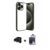 MARSİLYAN™- iPhone 15 Pro Max Kılıf Vadi Minimal - Siyah Vanessa Magic Cam + Raze Metal Kamera Lens - SH