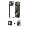 MARSİLYAN™- iPhone 15 Pro Max Kılıf Vadi Minimal - Siyah Vanessa Magic Cam + PVD Metal Kamera Lens - SH