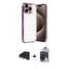 MARSİLYAN™- iPhone 15 Pro Max Kılıf Vadi Minimal - Siyah Vanessa Magic Cam + Raze Metal Kamera Lens - TMGI