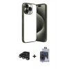 MARSİLYAN™- iPhone 15 Pro Max Kılıf Vadi Minimal - Siyah Vanessa Magic Cam + Raze Metal Kamera Lens - TMGI