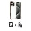 MARSİLYAN™- iPhone 15 Pro Max Kılıf Vadi Minimal - Siyah Vanessa Magic Hayalet Cam + PVD Metal Kamera Lens - GI