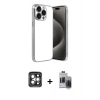 MARSİLYAN™- iPhone 15 Pro Max Kılıf Vadi Minimal - Siyah Vanessa Magic Hayalet Cam + PVD Metal Kamera Lens - GI