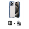 MARSİLYAN™- iPhone 15 Pro Max Kılıf Vadi Minimal - Siyah Vanessa Magic Hayalet Cam + PVD Metal Kamera Lens - GI