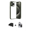 MARSİLYAN™- iPhone 15 Pro Max Kılıf Vadi Minimal - Siyah Vanessa Magic Hayalet Cam + Raze Metal Kamera Lens - SH