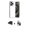 MARSİLYAN™- iPhone 15 Pro Max Kılıf Vadi Minimal - Siyah Vanessa Magic Hayalet Cam + Raze Metal Kamera Lens - GS