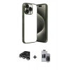 MARSİLYAN™- iPhone 15 Pro Max Kılıf Vadi Minimal - Siyah Vanessa Magic Hayalet Cam + Raze Metal Kamera Lens - GS
