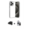 MARSİLYAN™- iPhone 15 Pro Max Kılıf Vadi Minimal - Siyah Vanessa Magic Hayalet Cam + Raze Metal Kamera Lens - SH
