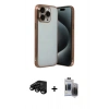 MARSİLYAN™- iPhone 15 Pro Max Kılıf Vadi Minimal - Siyah Vanessa Magic Hayalet Cam + Raze Metal Kamera Lens - SH