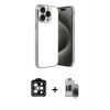MARSİLYAN™- iPhone 15 Pro Max Kılıf Vadi Minimal - Siyah Vanessa Magic Hayalet Cam + PVD Metal Kamera Lens - TU
