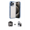 MARSİLYAN™- iPhone 15 Pro Max Kılıf Vadi Minimal - Siyah Vanessa Magic Hayalet Cam + PVD Metal Kamera Lens - TU