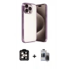 MARSİLYAN™- iPhone 15 Pro Max Kılıf Vadi Minimal - Siyah Vanessa Magic Hayalet Cam + PVD Metal Kamera Lens - TU