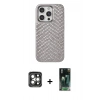 MARSİLYAN™- iPhone 15 Pro Max Kılıf Vadi Özel Seri - Şeffaf 360 Full Body Arka Koruyucu + PVD Metal Kamera Lens - GI