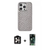 MARSİLYAN™- iPhone 15 Pro Max Kılıf Vadi Özel Seri - Şeffaf 360 Full Body Arka Koruyucu + PVD Metal Kamera Lens - TU