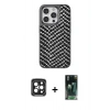 MARSİLYAN™- iPhone 15 Pro Max Kılıf Vadi Özel Seri - Şeffaf 360 Full Body Arka Koruyucu + PVD Metal Kamera Lens - SH