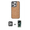 MARSİLYAN™- iPhone 15 Pro Max Kılıf Vadi Özel Seri - Şeffaf 360 Full Body Arka Koruyucu + PVD Metal Kamera Lens - SH