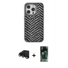 MARSİLYAN™- iPhone 15 Pro Max Kılıf Vadi Özel Seri - Şeffaf 360 Full Body Arka Koruyucu + Siyah Raze Metal Kamera Lens