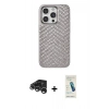 MARSİLYAN™- iPhone 15 Pro Max Kılıf Vadi Özel Seri - Şeffaf Pasifik Cam Ekran Koruyucu + Gümüş Raze Metal Kamera Lens