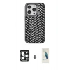 MARSİLYAN™- iPhone 15 Pro Max Kılıf Vadi Özel Seri - Şeffaf Pasifik Cam Ekran Koruyucu + PVD Metal Kamera Lens - LT