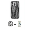 MARSİLYAN™- iPhone 15 Pro Max Kılıf Vadi Özel Seri - Şeffaf Pasifik Cam Ekran Koruyucu + PVD Metal Kamera Lens - GS