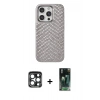 MARSİLYAN™- iPhone 15 Pro Max Kılıf Vadi Özel Seri - Siyah 360 Mat Full Body Arka Koruyucu + PVD Metal Kamera Lens - LT