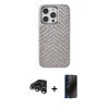 MARSİLYAN™- iPhone 15 Pro Max Kılıf Vadi Özel Seri - Siyah 3D Antistatik Hayalet Cam Ekran Koruyucu + Raze Metal Kamera Lens - GS