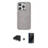 MARSİLYAN™- iPhone 15 Pro Max Kılıf Vadi Özel Seri - Siyah 3D Antistatik Hayalet Cam Ekran Koruyucu + Raze Metal Kamera Lens - LT