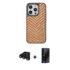 MARSİLYAN™- iPhone 15 Pro Max Kılıf Vadi Özel Seri - Siyah 3D Antistatik Hayalet Cam Ekran Koruyucu + Siyah Raze Metal Kamera Lens