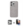 MARSİLYAN™- iPhone 15 Pro Max Kılıf Vadi Özel Seri - Siyah 3D Antistatik Mat Seramik Nano Ekran Koruyucu + PVD Metal Kamera Lens - GS