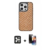 MARSİLYAN™- iPhone 15 Pro Max Kılıf Vadi Özel Seri - Siyah 3D Antistatik Mat Seramik Nano Ekran Koruyucu + PVD Metal Kamera Lens - GI