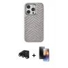 MARSİLYAN™- iPhone 15 Pro Max Kılıf Vadi Özel Seri - Siyah 3D Antistatik Mat Seramik Nano Ekran Koruyucu + Raze Metal Kamera Lens - SH
