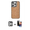 MARSİLYAN™- iPhone 15 Pro Max Kılıf Vadi Özel Seri - Siyah 3D Antistatik Mat Seramik Nano Ekran Koruyucu + PVD Metal Kamera Lens - GS