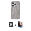 MARSİLYAN™- iPhone 15 Pro Max Kılıf Vadi Özel Seri - Siyah 3D Antistatik Mat Seramik Nano Ekran Koruyucu + PVD Metal Kamera Lens - GI
