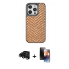 MARSİLYAN™- iPhone 15 Pro Max Kılıf Vadi Özel Seri - Siyah 3D Antistatik Mat Seramik Nano Ekran Koruyucu + Raze Metal Kamera Lens - SH