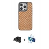 MARSİLYAN™- iPhone 15 Pro Max Kılıf Vadi Özel Seri - Siyah 3D Antistatik Seramik Nano Ekran Koruyucu + Raze Metal Kamera Lens - TMGI
