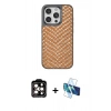 MARSİLYAN™- iPhone 15 Pro Max Kılıf Vadi Özel Seri - Siyah 3D Antistatik Seramik Nano Ekran Koruyucu + PVD Metal Kamera Lens - TU