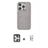 MARSİLYAN™- iPhone 15 Pro Max Kılıf Vadi Özel Seri - Siyah Bilvis 0.18mm Plus Cam Ekran Koruyucu + PVD Metal Kamera Lens - GS