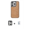 MARSİLYAN™- iPhone 15 Pro Max Kılıf Vadi Özel Seri - Siyah Bilvis 0.18mm Plus Cam Ekran Koruyucu + PVD Metal Kamera Lens - GS