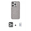 MARSİLYAN™- iPhone 15 Pro Max Kılıf Vadi Özel Seri - Siyah Bilvis 0.18mm Plus Cam Ekran Koruyucu + PVD Metal Kamera Lens - LT