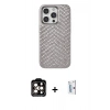 MARSİLYAN™- iPhone 15 Pro Max Kılıf Vadi Özel Seri - Siyah Bilvis 0.18mm Plus Cam Ekran Koruyucu + PVD Metal Kamera Lens - TU